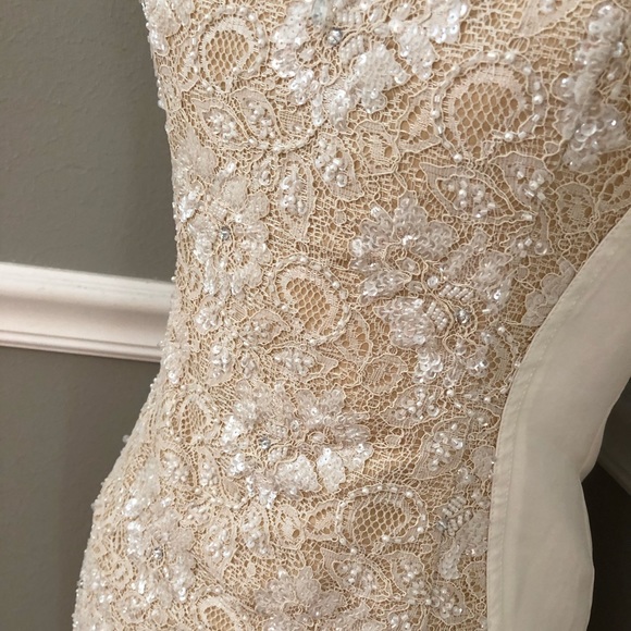 NEW JOVANI SZ 6 COUTURE LTD ED IVORY JEWELED LACE EVENING GOWN - Picture 6 of 8